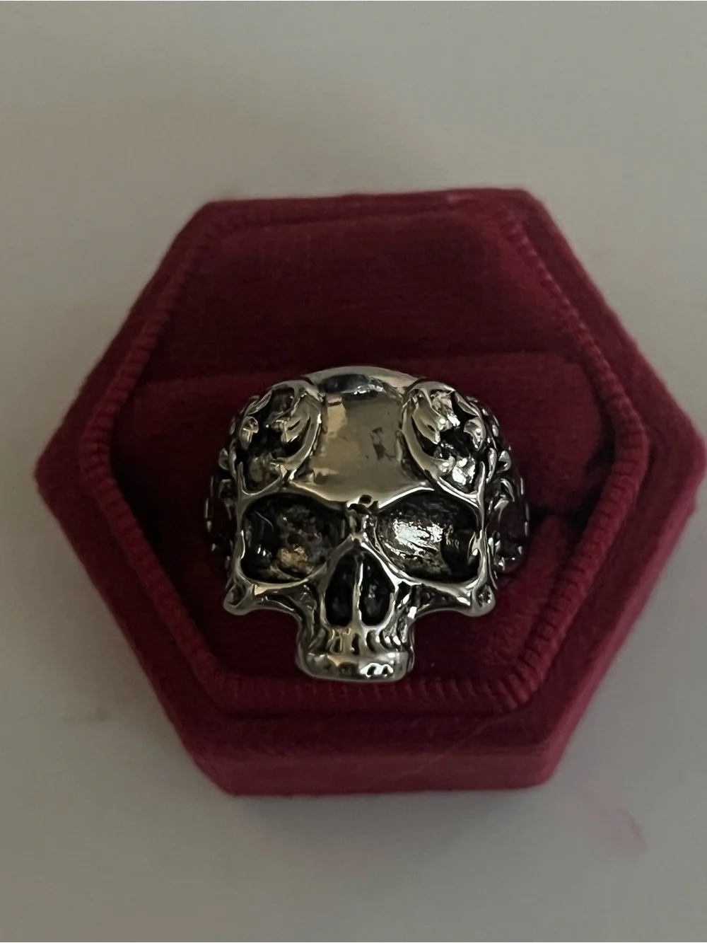 Vintage Design Stainless Steel Antique Look Skull Ring Adjustable Size 9-15